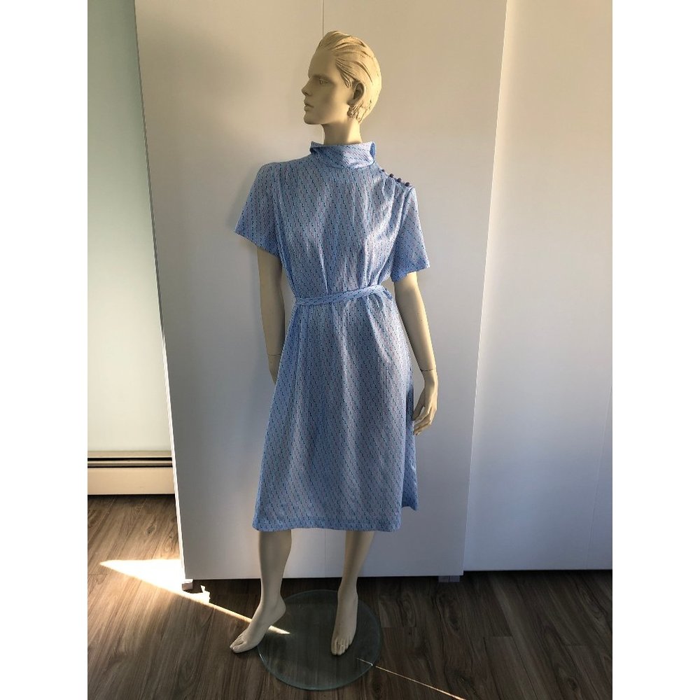 1970s Dress, Size Large, Lavender Floral Dress